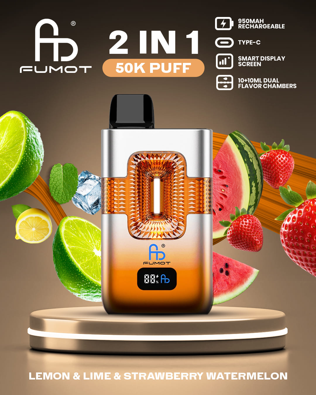 Tornado Vape 50000 2in1 - Lemon & Lime & Strawberry Watermelon