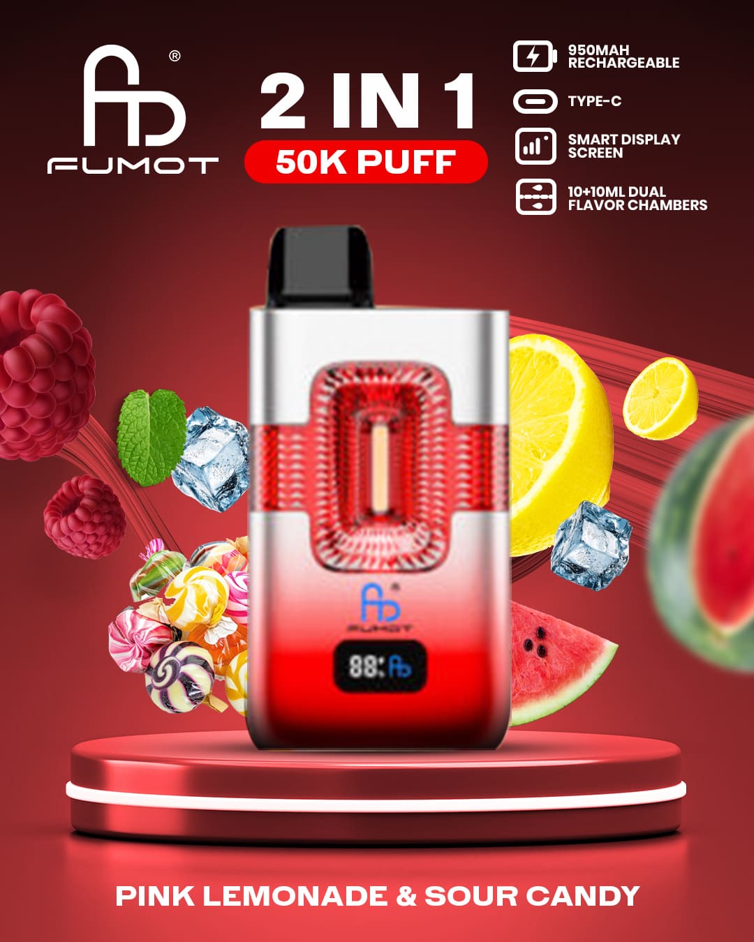 Tornado Vape 50000 2in1 - Pink Lemonade & Sour Candy