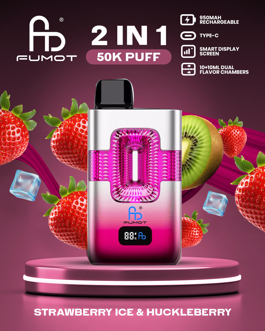 Tornado Vape 50000 2in1 - Strawberry Ice & Huckleberry