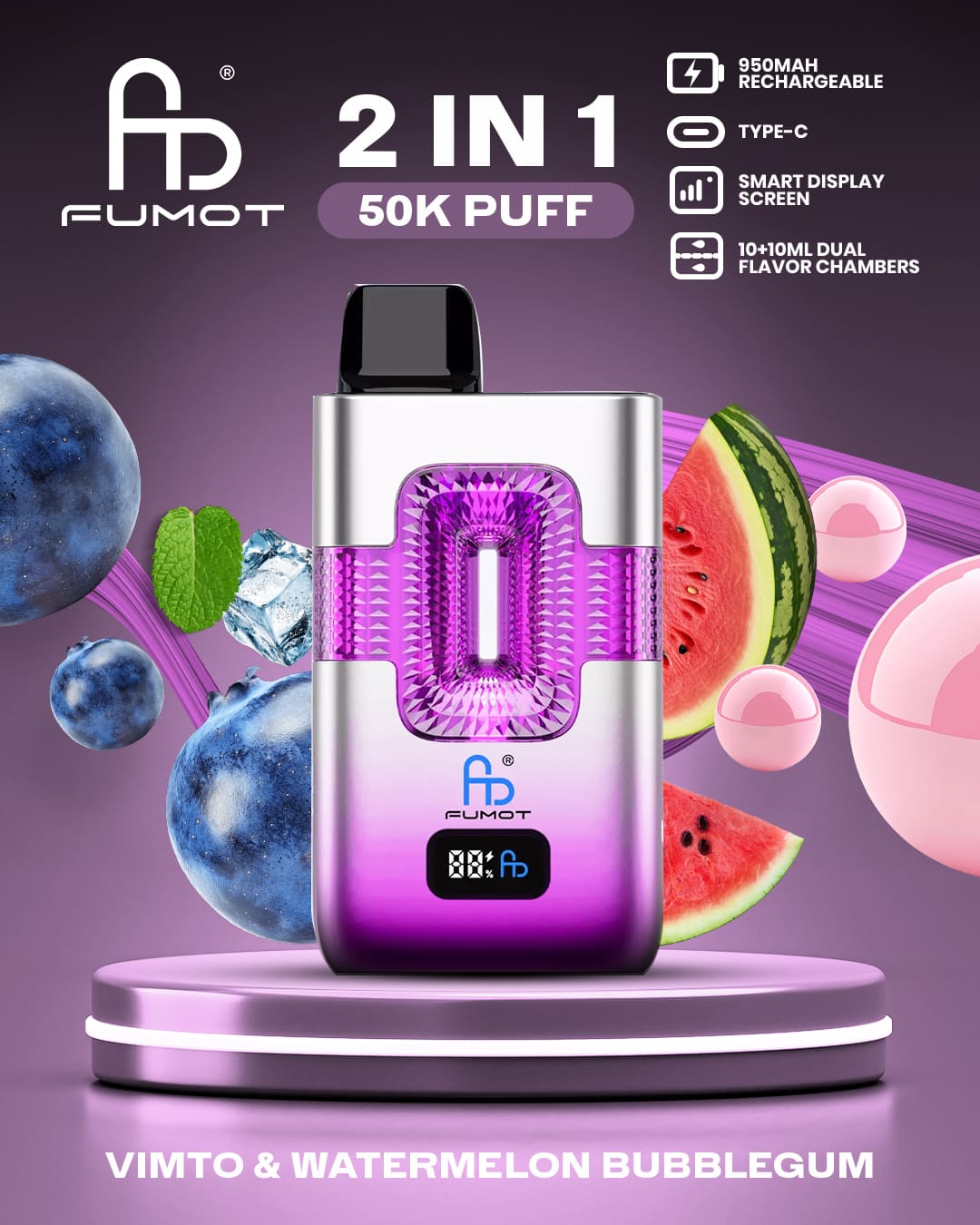 Tornado Vape 50000 2in1 - Vimto & Watermelon Bubblegum