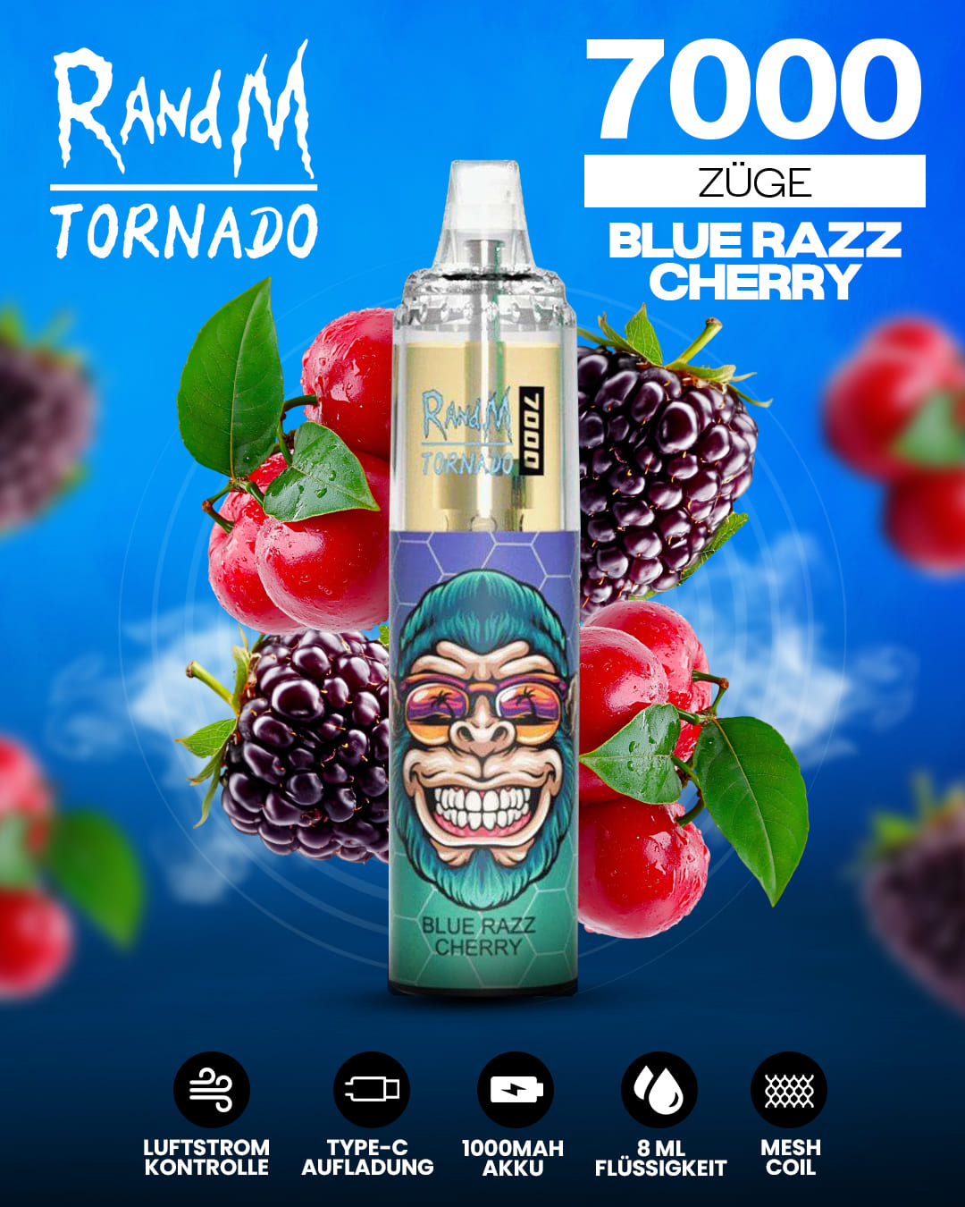 Tornado Vape 7000 - Blue Razz Cherry