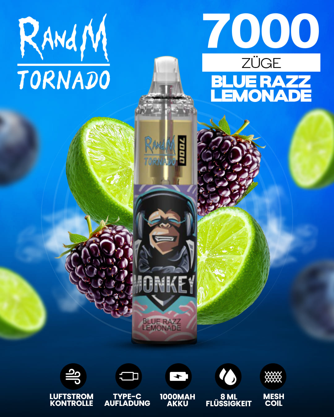 Tornado Vape 7000 - Blue Razz Lemonade