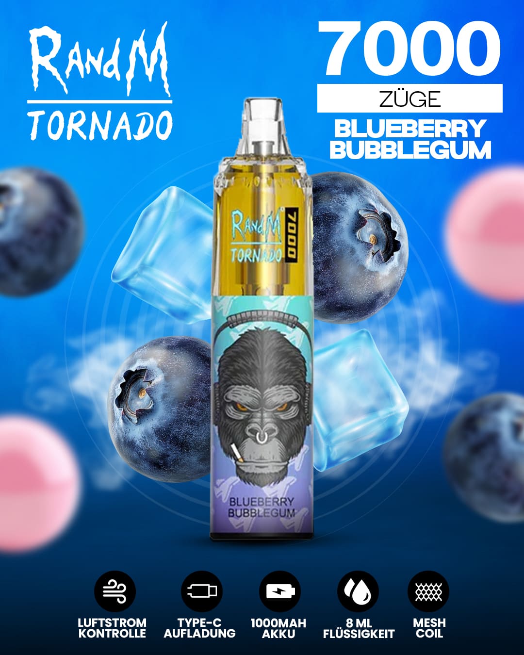 Tornado Vape 7000 - Blueberry Bubblegum