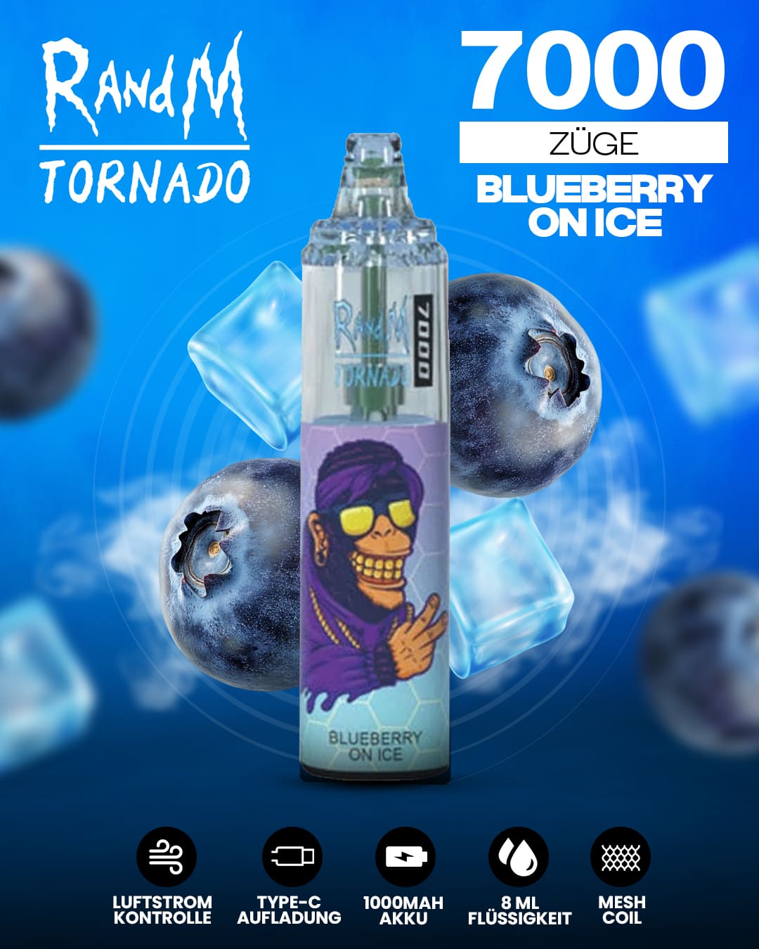Tornado Vape 7000 - Blueberry On Ice