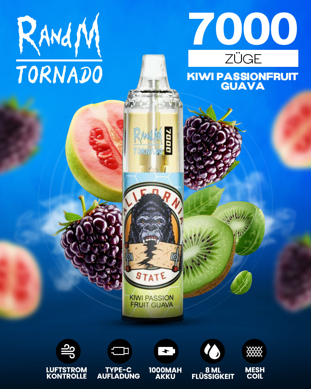 Tornado Vape 7000 - Kiwi Passionfruit Guava