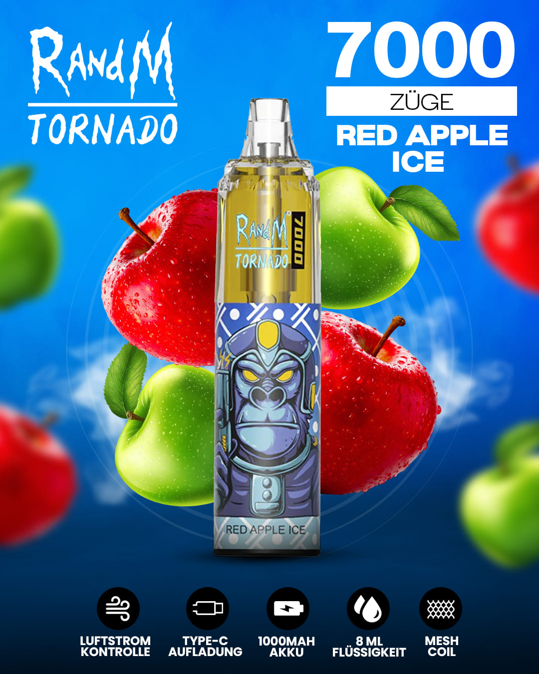 Tornado Vape 7000 - Red Apple Ice