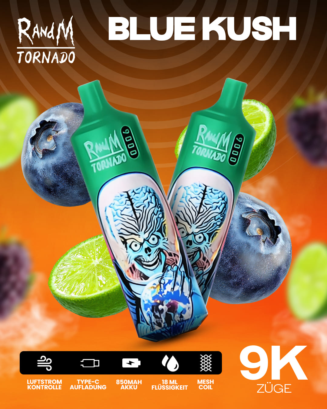 Tornado Vape 9000 - Blue Razz Kush