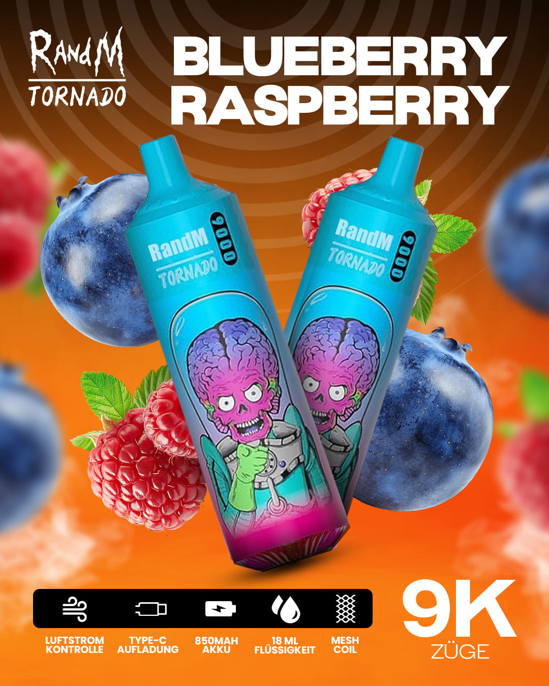 Tornado Vape 9000 - Blueberry Raspberry
