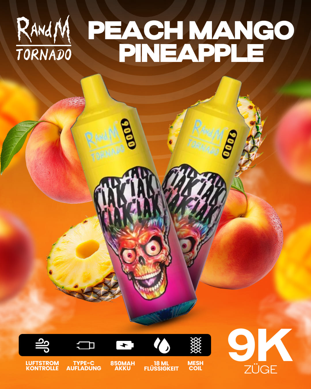 Tornado Vape 9000 - Peach Mango Pineapple