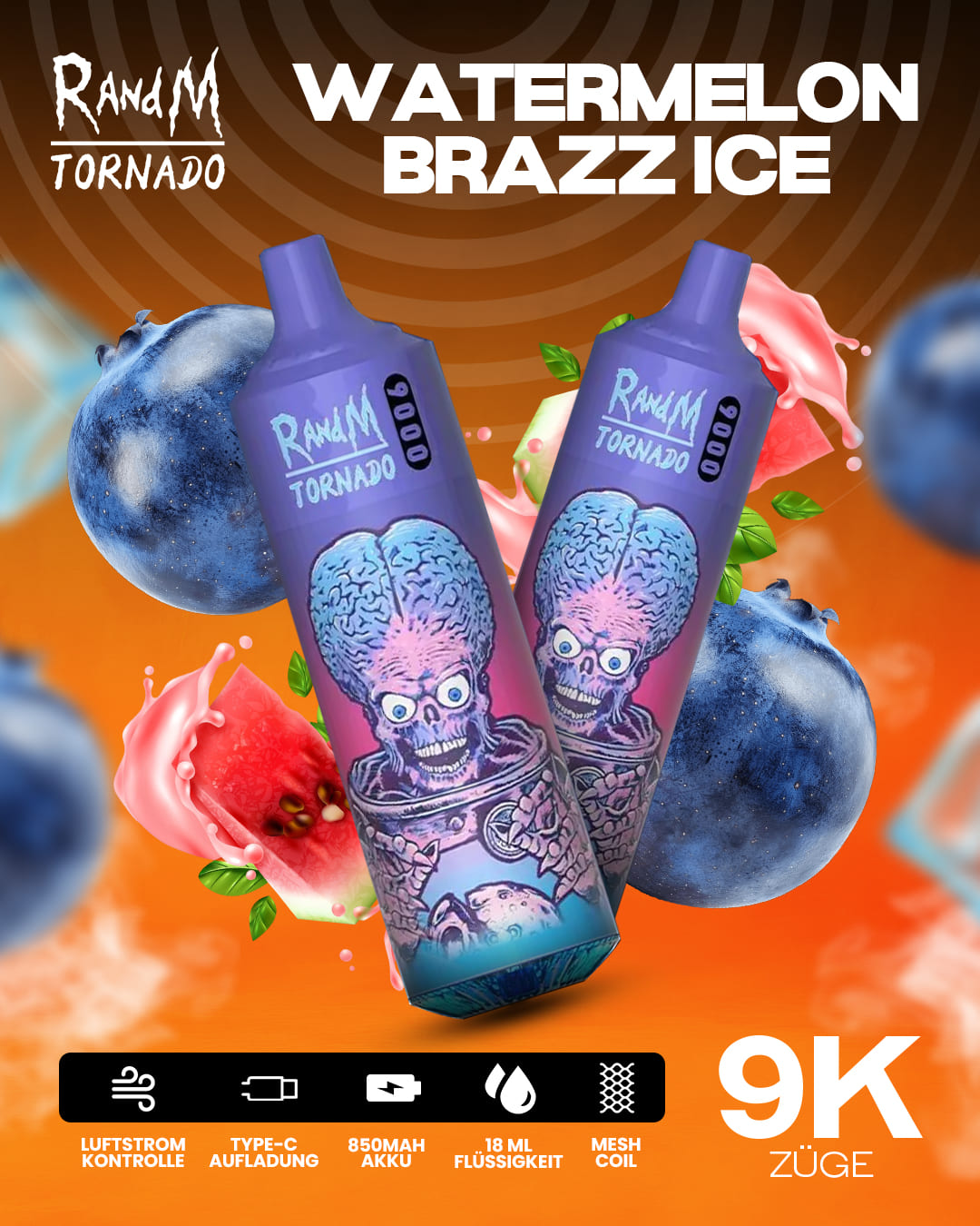 Tornado Vape 9000 - Watermelon Brazz Ice