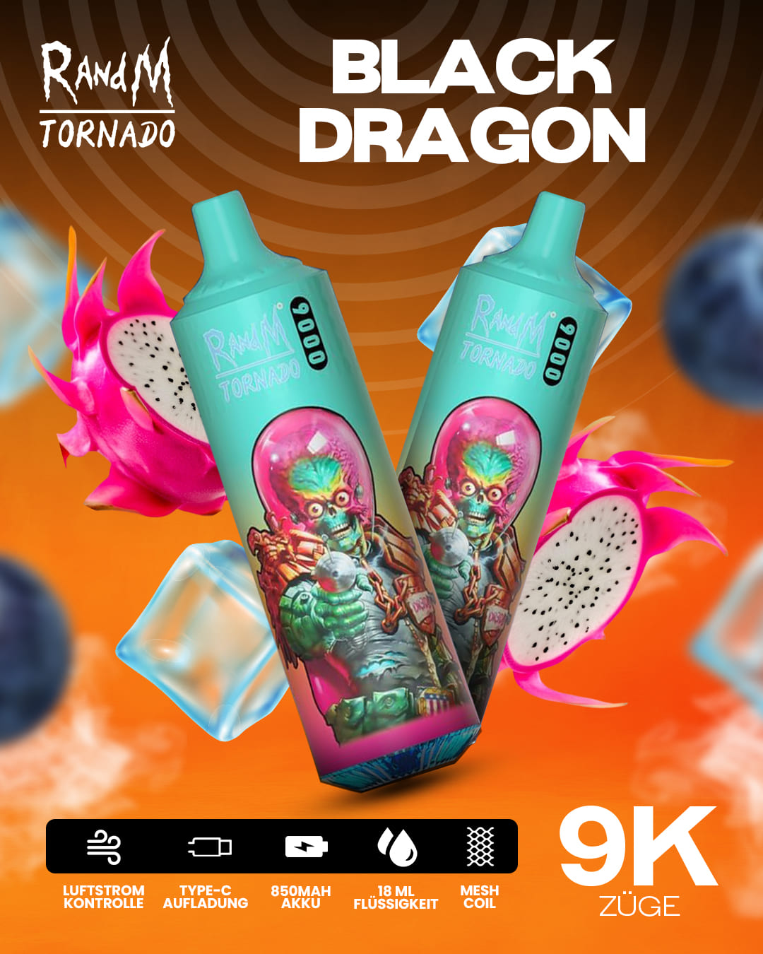 Tornado Vape 9000 - Black Dragon Ice
