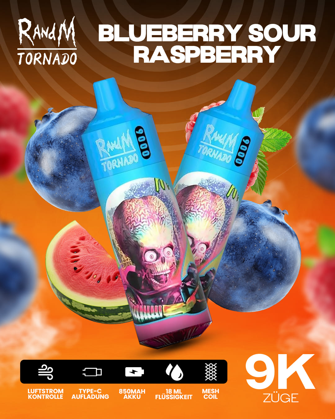 Tornado Vape 9000 - Blueberry Sour Raspberry