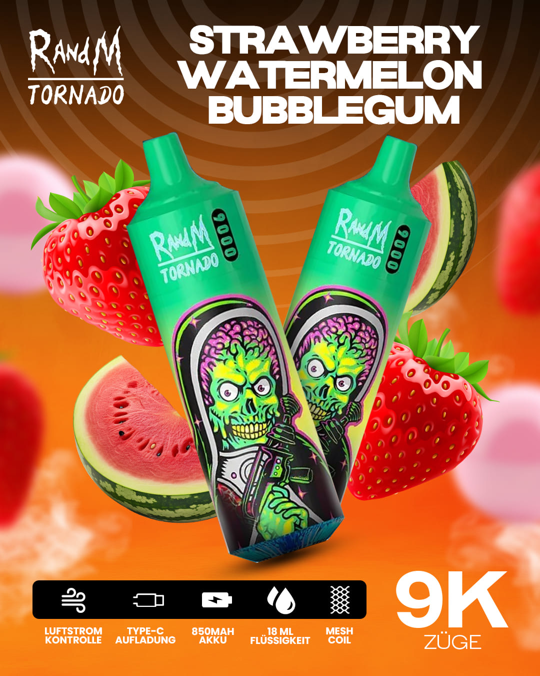 Tornado Vape 9000 - Strawberry Watermelon Bubblegum